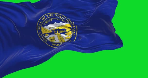 Bandera Del Estado Nebraska Ondeando Viento Aislada Sobre Fondo Verde — Vídeos de Stock