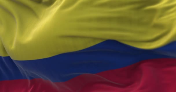 Vue Rapprochée Drapeau National Colombien Agitant Vent République Colombie Est — Video