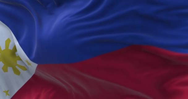 Nahaufnahme Der Flagge Der Philippinen Die Geschwenkt Wird Die Republik — Stockvideo
