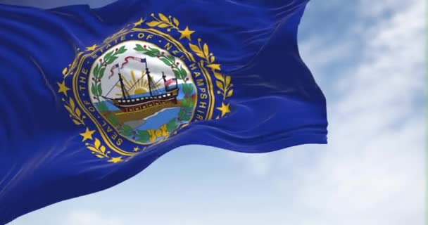 Vlag Van Staat New Hampshire Wappert Wind New Hampshire Een — Stockvideo