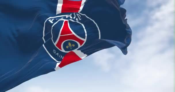 Paris Fra Sept 2022 Flaggan Paris Saint Germain Fotbollsklubb Viftar — Stockvideo