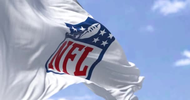 Inglewood Usa Enero 2022 Bandera Con Logotipo Nfl Ondeando Viento — Vídeos de Stock
