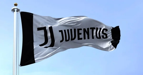 Turin Italy July 2022 Flag Juventus Football Club Waving Juventus — Fotografia de Stock