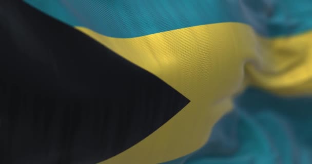 Vista Vicino Della Bandiera Nazionale Delle Bahamas Che Sventola Nel — Video Stock