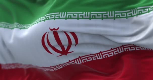 Widok Bliska Falującą Flagę Iranu Islamska Republika Iranu Jest Państwem — Wideo stockowe