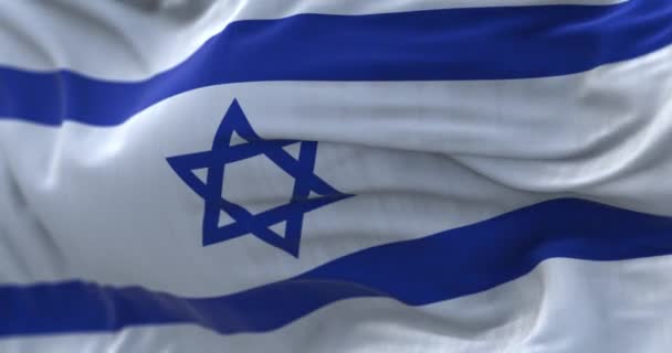 Vista Vicino Della Bandiera Israeliana Che Sventola Stato Israele Uno — Video Stock