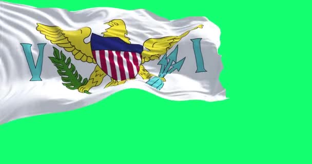 Zászló Egyesült Államok Virgin Szigetek Integetett Elszigetelt Zöld Alapon Egyesült — Stock videók