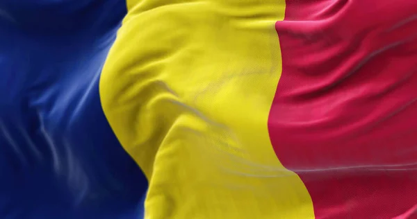 Крупный План Национального Флага Чада Размахивающего Ветром Республика Чад Является — стоковое фото