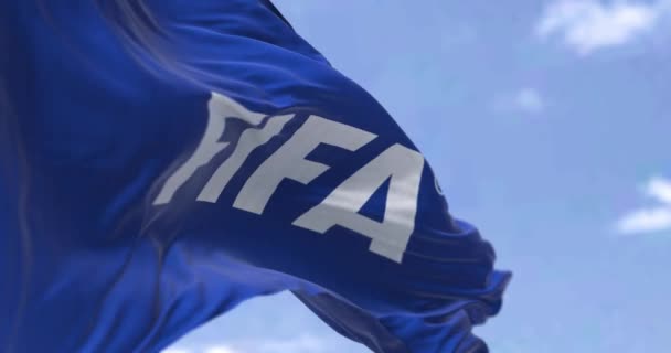 Zurych Swi Październik 2022 Widok Bliska Falującą Flagę Fify Fifa — Wideo stockowe