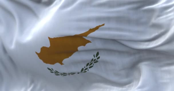 Γκρο Πλαν Άποψη Του Κυματισμού Της Κυπριακής Εθνικής Σημαίας Κυπριακή — Αρχείο Βίντεο