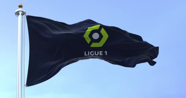 Paris Fra July 2022 Close Ligue Flag Waving Wind Ligue — Video Stock