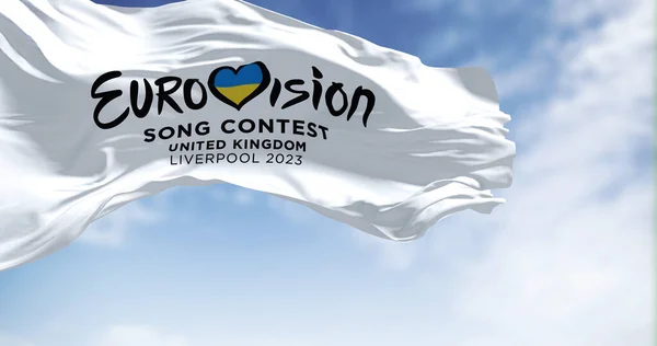 Liverpool October 2022 Flag Eurovision Song Contest 2023 Flying 2023 — Stock Photo, Image