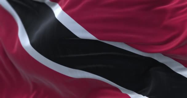 Detailní Záběr Trinidad Tobago Národní Vlajka Mává Republika Trinidad Tobago — Stock video