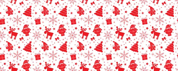 White Seamless Pattern Red Christmas Ornaments — Stock Photo, Image