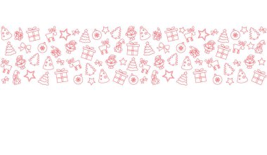 Noel afişi. farklı kırmızı dış hat süslemesi