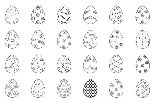 Set Easter Eggs Black Outline — Stock Photo, Image