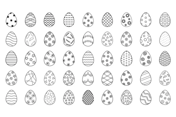 Set Easter Eggs Black Outline Pattern — Stock Photo, Image