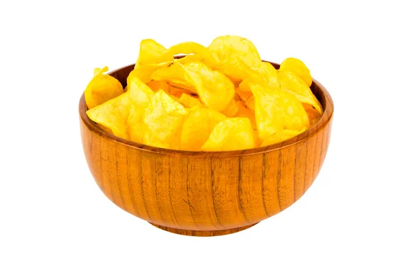 Patatas Fritas Taza Madera Aislada —  Fotos de Stock