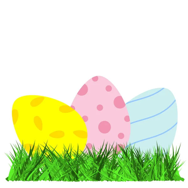 Easter Colored Eggs Grass — Stock Photo, Image