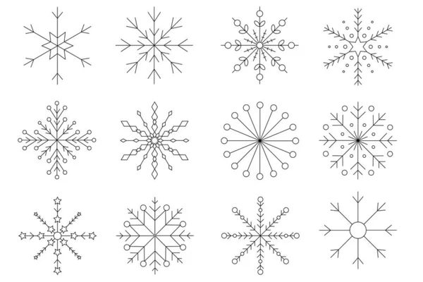 Set Snowflakes Black Outline — Stock Photo, Image