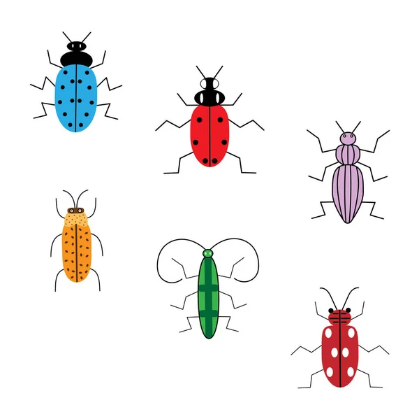 6種類の色の甲虫が — ストック写真