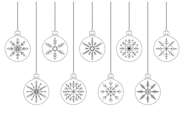 Kerstversiering Met Sneeuwvlokken Zwarte Omtrek — Stockfoto