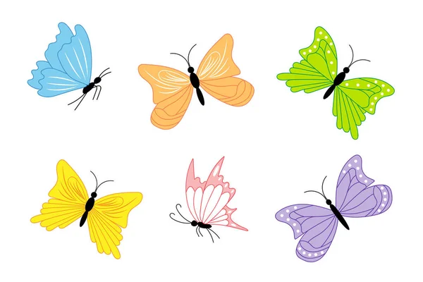 Set Colored Butterflies Six Pieces — Stock Photo, Image