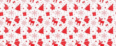 Kırmızı noel süslemeleri ile beyaz pürüzsüz desen