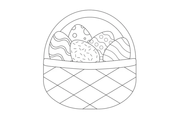 Easter Eggs Basket Black Outline — Stock Photo, Image