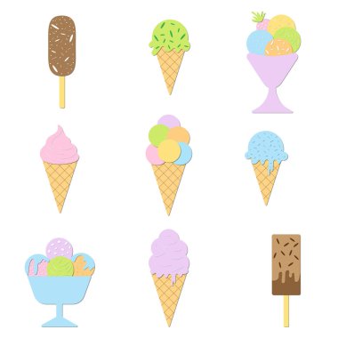 Dokuz kişilik dondurma takımı.