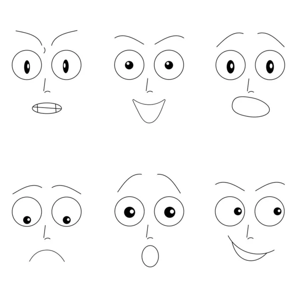 Set Faces Black Outline Emotions — стоковое фото