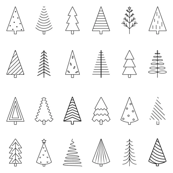 Siyah çizgili bir sürü noel ağacı.