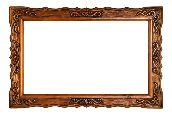 Wooden Carved Photo Frame Isolated Royaltyfria Stockbilder