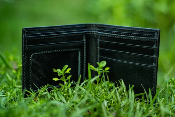 Original Leather Wallet Money Bag New Men Purse Long Design — Stock Photo, Image
