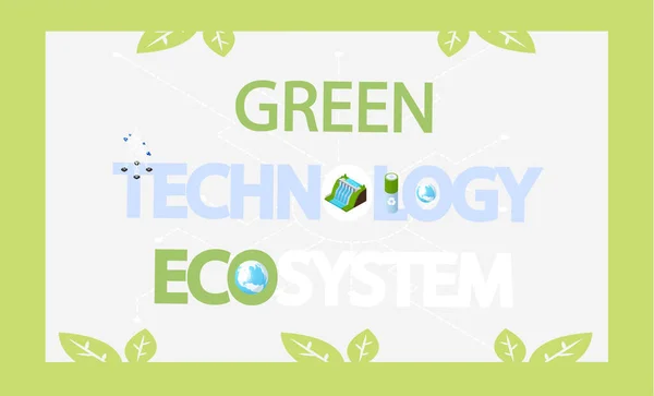 Экосистемный векторный баннер зеленых технологий. Экологически чистое производство и переработка на планете — стоковый вектор