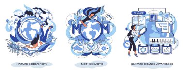 Doğa biyolojik çeşitlilik vektörü toprak anayı, iklim değişikliği farkındalığı çevre korumasını belirledi. Yaratıcı metafor