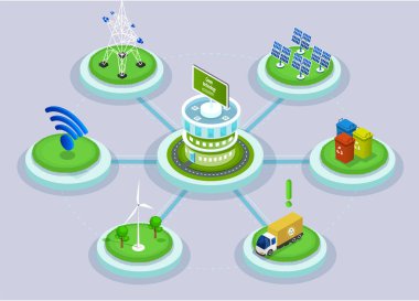 Yeşil teknoloji çizimleri kullanılarak elektrik üretiliyor. Alternatif enerji üretimi