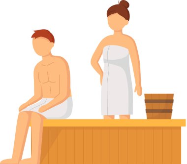 Çizgi filmdeki karakterler birlikte buhar banyosu yapıyorlar. Rahatlayın, sağlık, hamam, sağlık prosedürü