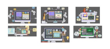 Program mühendisliği ve kodlama. Bilgisayarlarda web geliştirme üzerine çalışan programcı