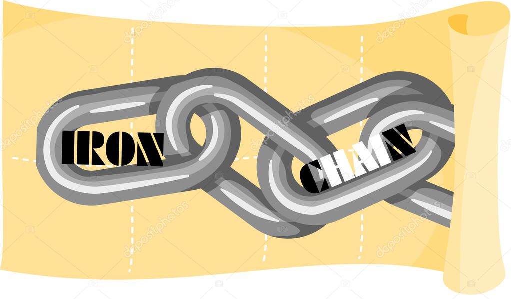 Old fashioned iron chain concept illustration for freedom or imprisonment, ban and arrest