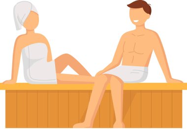 Çizgi filmdeki karakterler birlikte buhar banyosu yapıyorlar. Rahatlayın, sağlık, hamam, sağlık prosedürü