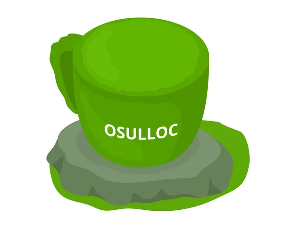 Osulloc tea museum in Jeju island. Topiary green cup in cartoon style attraction of beautiful island — Stockvector