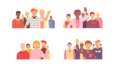 Bir arada duran çok ırklı bir grup insan, topluluk ve beraberlik kavramı çeşitlilik portresi