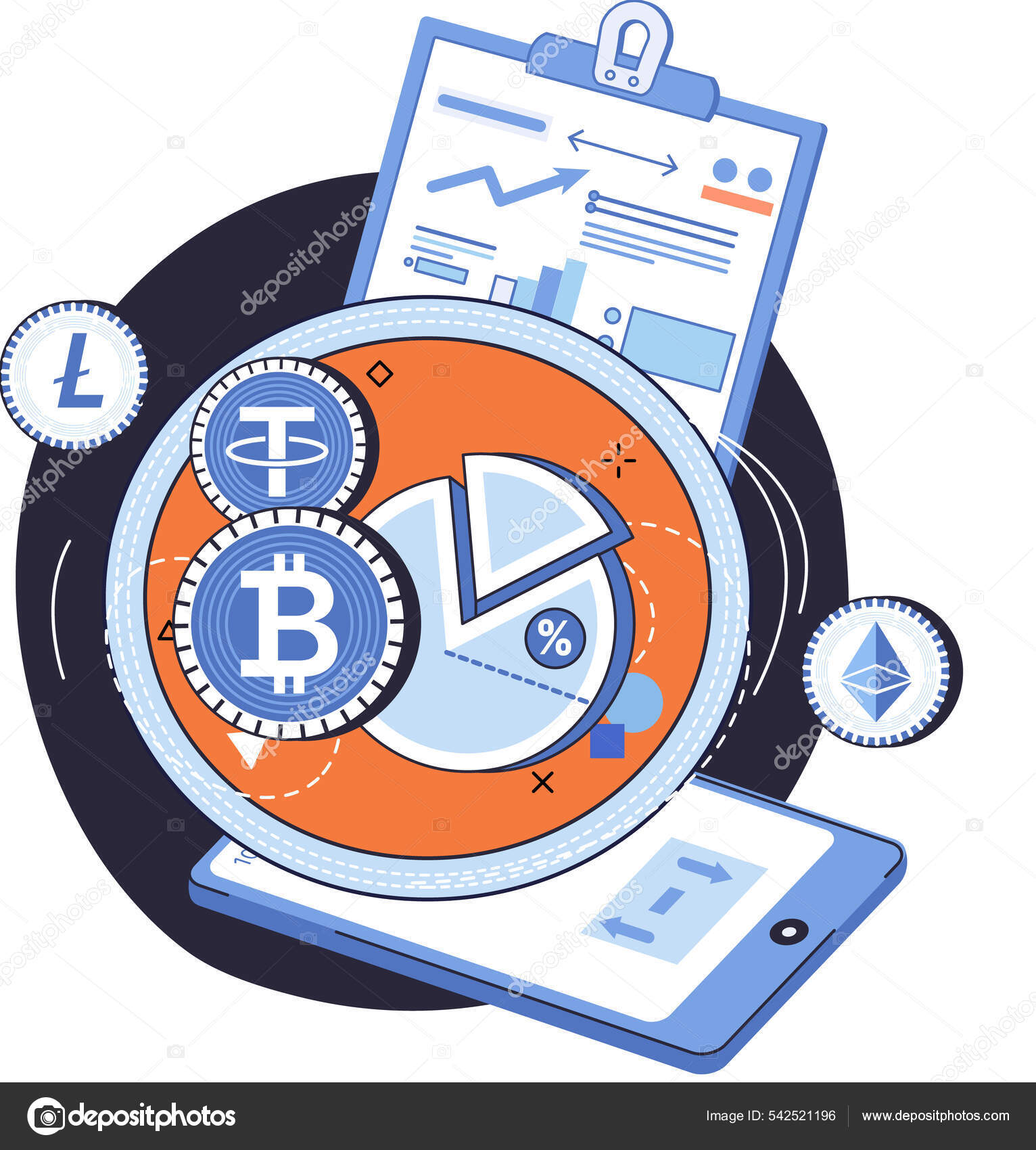 크 립 토 통화 채굴 및 교환 플랫 폼. 금융 시장 거래, 디지털 지불 시스템 스톡 벡터 - ©TopVector 542521196