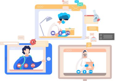 Çevrimiçi doktor konferansı, akıllı telefonunuzla danışma. Tıbbi uygulama ve web siteleri için kavram