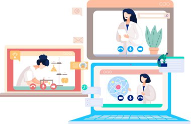 Çevrimiçi doktor konferansı, akıllı telefonunuzla danışma. Tıbbi uygulama ve web siteleri için kavram