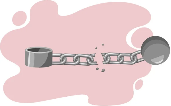 Ilustración del concepto de cadena de hierro y pelota anticuada o retro para la libertad o el encarcelamiento — Vector de stock