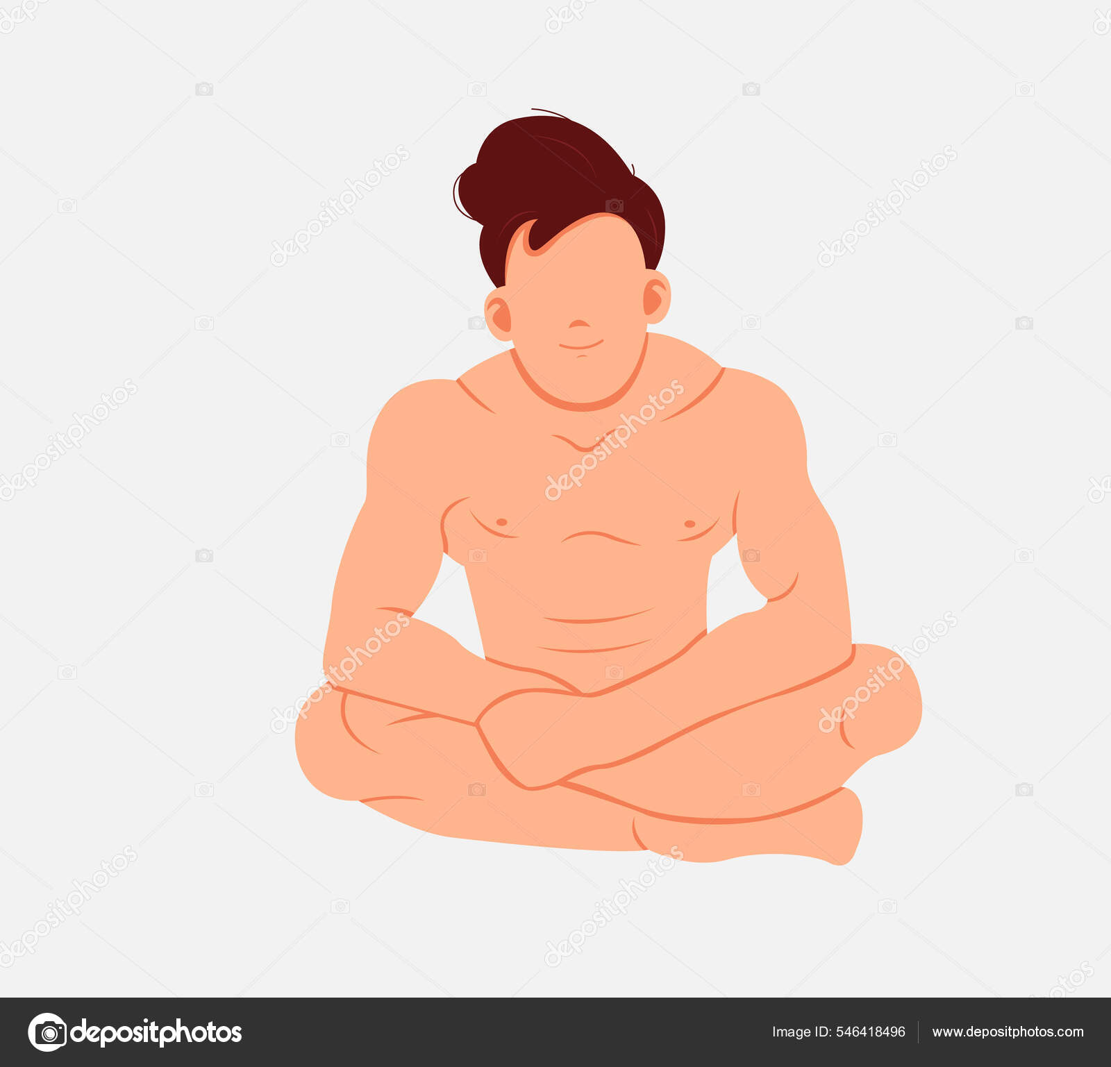 Hombre desnudo sentado. Ilustración plana en estilo de dibujos animados con  joven personaje masculino sentado con las piernas cruzadas Vector de stock  por ©TopVector 546418496