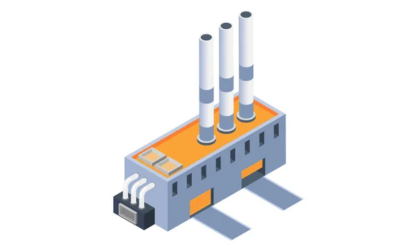 Modern production plant. Factory building with chimneys on roof. Industry automation factory — Stock Vector