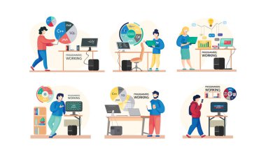 Program mühendisliği ve kodlama. Bilgisayarlarda web geliştirme üzerine çalışan programcı